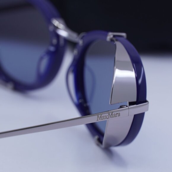 MaxMara SELMA MM0103 90X Oval Sunglasses - Blue/Silver/Blue - Picture 10 of 11